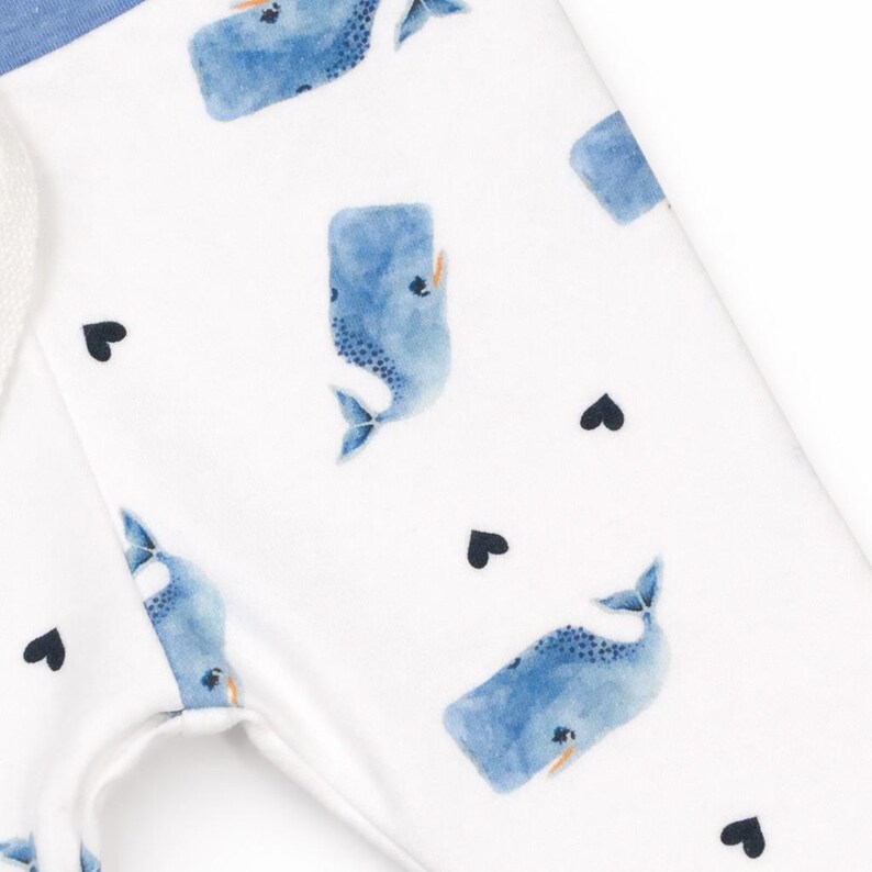 Organic Whale Baby Coming Home Outfit-Handmade Newborn Gift Set-Blue Ocean Baby Clothes-Organic Cotton Bodysuit &Leggings-Baby Shower Gift image 3