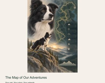 Custom Dog Portrait from Photo, The Map of Our Adventures, Adventure Collage Digital Art