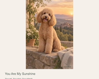 Custom Dog Portrait from Photo, You Are My Sunshine, Mediterranean Sunset Digital Art