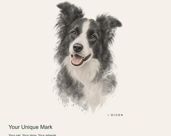 Portrait de chien personnalisé à partir d'une photo, votre marque unique, portrait numérique d'empreintes digitales