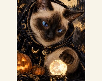 Custom Halloween Pet Portrait from Photo, Halloween Astronomer, Personalized Digital Art