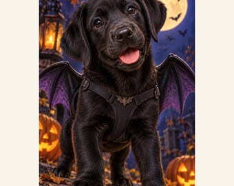 Custom Halloween Pet Portrait from Photo, The Sweetest Bat, Personalized Digital Art
