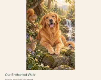 Custom Dog Portrait from Photo, Our Enchanted Walk, Woodland Digital Art