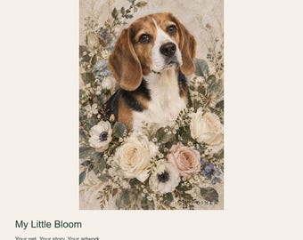 Portrait de chien personnalisé d'après photo, Ma Petite Fleur, Art floral numérique