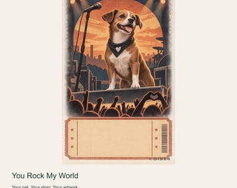 Portrait de chien personnalisé à partir d'une photo, Tu es génial dans ma vie, Art numérique de concert rock