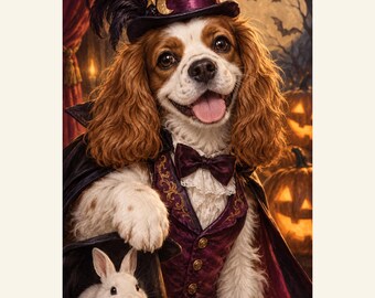 Custom Halloween Pet Portrait from Photo, Halloween Magic, Personalized Digital Art