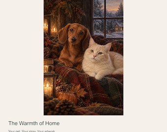 Custom Pet Portrait from Photo, The Warmth of Home, Autumn Cozy Digital Art