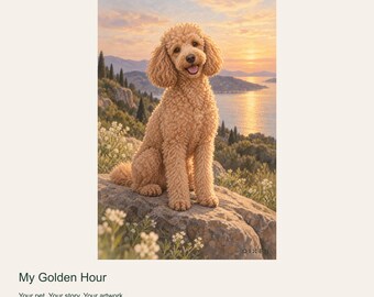 Custom Dog Portrait from Photo, My Golden Hour, Golden Coast Digital Art