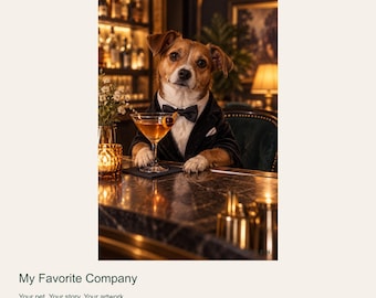 Custom Dog Portrait from Photo, My Favorite Company, Cocktail Bar Digital Art