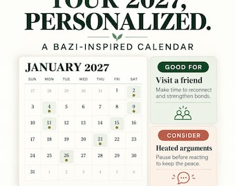 2027 Calendar PDF | Personalized Chinese Astrology Dates & What to Do or Avoid | Birthday Gift
