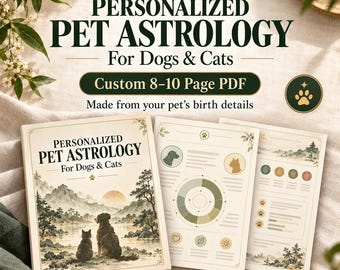 Personalized Pet Astrology Reading | Dog or Cat Birth Chart PDF | Pet Lover Gift