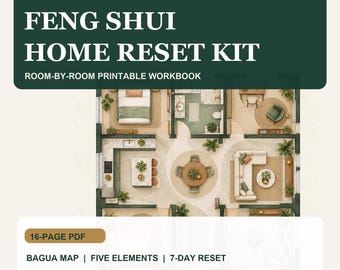 Feng Shui Home Reset Workbook | Bagua Map, Room Checklist & Simple Placement Guide (Digital Download)