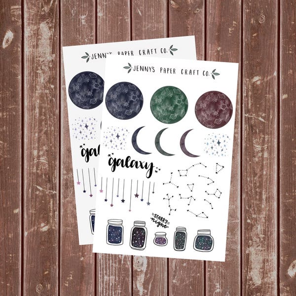 2-Pack Starry Nights Galaxy Constellation Stickers for Planner and Journal