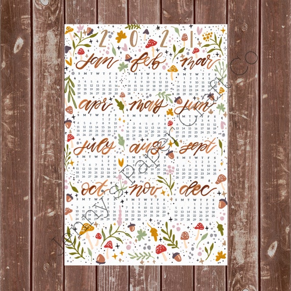 2021 Wild Woods Calendar for Journal and Planner Etsy