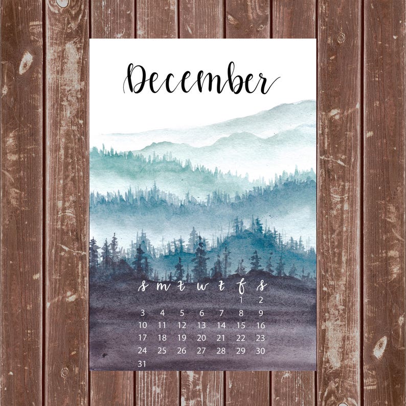 Forest Rolling Hills Mini Calendar Print for Planner or Decor Etsy
