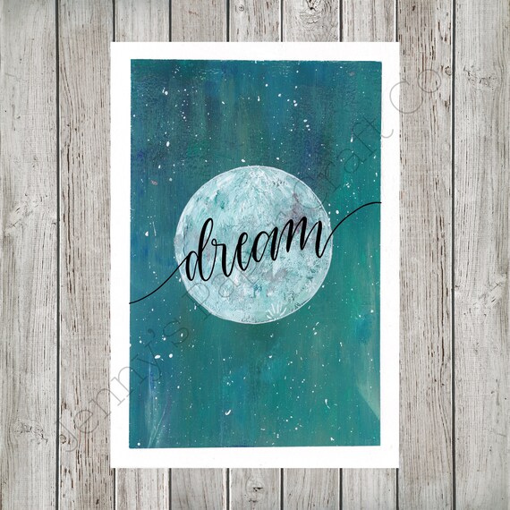 Moon Dream Print Gouache Painting for Journal or Planner | Etsy