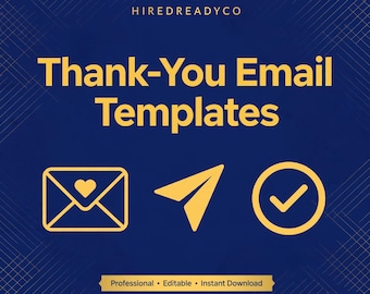 Thank You Email Templates for Job Interview, 5 Post Interview Follow Up Email Templates, Professional Thank You Note Digital Download