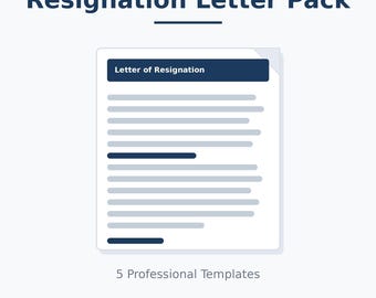 Resignation Letter Template Pack Word, 5 Professional Two Week Notice Letters, How to Resign Gracefully Guide Digital Download