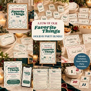 Favorite Things Holiday Party Bundle | Editable Invitation, Host Guide & Printable Party Kit