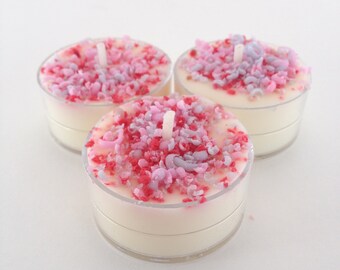 Birthday Cake Scented Soy Tea Light Candles - Hand Poured, Set of 12