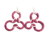 Cochineal Dyed Cotton Statement Earrings: Oaxacan Art Jewelry