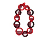 Red necklace, Circle Necklace, Loom woven textiles, Red textile jewelry, Cochineal dyed thread, Oaxacan made, Red chunky necklace