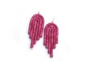 Cochineal dye Earrings, Dangle Earrings, Pink Earrings, Mexican textiles, drop earrings, Textile jewelry, natural dyes, artisanal dyeing