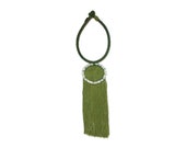 Green Necklace, Olive green necklace, textile necklace, green textile jewelry, statement jewelry, textile art, green fringe necklace, oaxaca