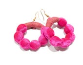 Pink Velvet Circle Earrings: Oaxacan Art Jewelry