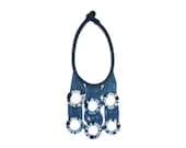 Blue necklace, Blue statement necklace, Circles necklace, Indigo dye, Cotton jewelry, Cotton Necklace, Oaxacan Textiles, Mexican textiles