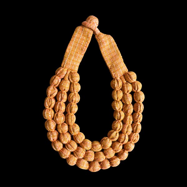 SILVINA - Triple Necklace  - Oaxacan Textiles - Orange