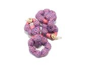 Loom Woven Textile Earrings: Pink & Lilac Art Jewelry