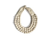 Loom Woven White Statement Necklace: Oaxacan Textile Jewelry