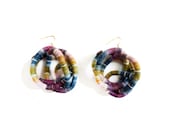 Handmade Multicolor Bubble Earrings: Naturally Dyed Cotton Thread