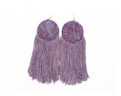 Handmade Earrings with Naturally Dyed Cotton Fringe – Woven Pedal Loom Textile Jewelry - Oaxacan Earrings