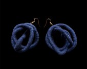 Navy blue earrings, Navy blue jewelry, Textile Jewelry, statement earrings, statement jewelry, Naturally dyed, Indigo dyed, Indigo Jewelry