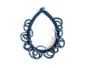 Handcrafted Blue Loop Necklace: Indigo Dyed Cotton, Maximalist Art Jewelry