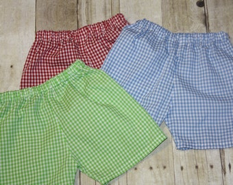 Boys Gingham Shorts for Baby Boy, toddler, and Boys Gingham Shorts size 3m, 6m, 9m, 12m,18m, 24m, 2t, 3t, 4t, 5t,6, 7, 8