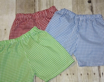 Boys Gingham Shorts for Baby Boy, toddler, and Boys Gingham Shorts size 3m, 6m, 9m, 12m,18m, 24m, 2t, 3t, 4t, 5t,6, 7, 8