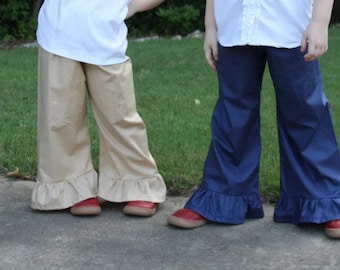 Uniform Navy, Khaki, and Black Ruffle Pants Baby, toddler, and girls ruffle pants sz 12m, 18m, 24m/ 2, 3,4,5,6,7,8, 10, 12