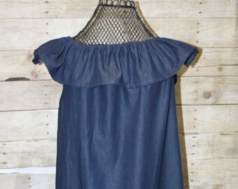 Women's Chambray Denim Dress in Juniors, misses, plus, petite, women's denim 0,1,2,4,6,8,10,12,14,16,18,20