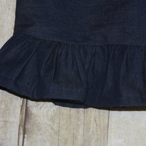 Denim Chambray Girls ruffle shorts, ruffle capris, or ruffle pants sz 12m, 18m, 24m/ 2, 3,4,5,6,7,8 image 2