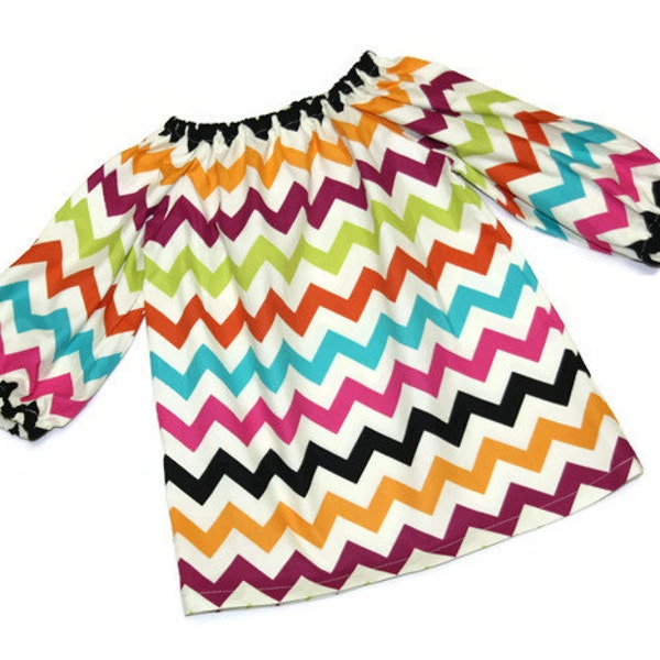 Sz 6m Ivory Chevron LONG sleeve Custom Baby, toddler, and girls chevron peasant dress sz 12m, 18m, 24m/ 2, 3,4,5,6,7,8 Ready to Ship