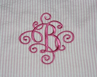 Add Scroll Flourish letter monogram to your purchase Swirl Flourish Scroll