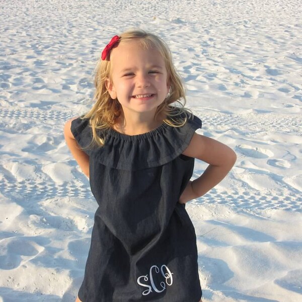 Vestido de mezclilla Chambray para bebés, niños pequeños y niñas tallas 6 m, 9 m, 12 m, 18 m, 24 m / 2, 3, 4, 5, 6, 7, 8, 10, 12 vestido de mezclilla para preadolescentes