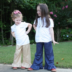 Uniform Navy, Khaki, and Black Ruffle Pants Baby, toddler, and girls ruffle pants sz 12m, 18m, 24m/ 2, 3,4,5,6,7,8, 10, 12 image 3