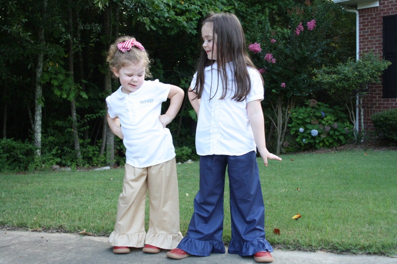 Uniform Navy, Khaki, and Black Ruffle Pants Baby, toddler, and girls ruffle pants sz 12m, 18m, 24m/ 2, 3,4,5,6,7,8, 10, 12 image 3