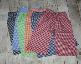 Boys Gingham Pants for baby, toddler, Boys Gingham Pants size 3m, 6m, 9m, 12m,18m, 24m, 2t, 3t, 4t, 5t,6, 7, 8 red black yellow purple