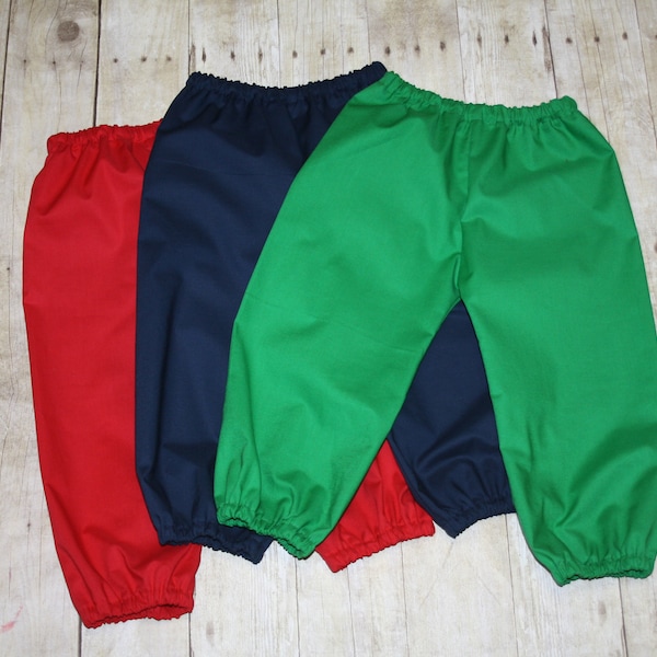 Many colors Solid Bloomer Pants Black, Navy, Khaki, red, aqua, blue, green, white, navy pants Boy or Girl  sz 12m, 18m, 24m/ 2, 3,4,5,6