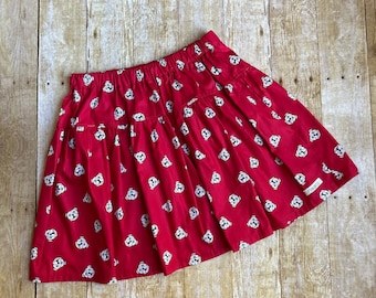 Womens  skirt, bulldog skirt, red and black, mascot outfit, misses skirt